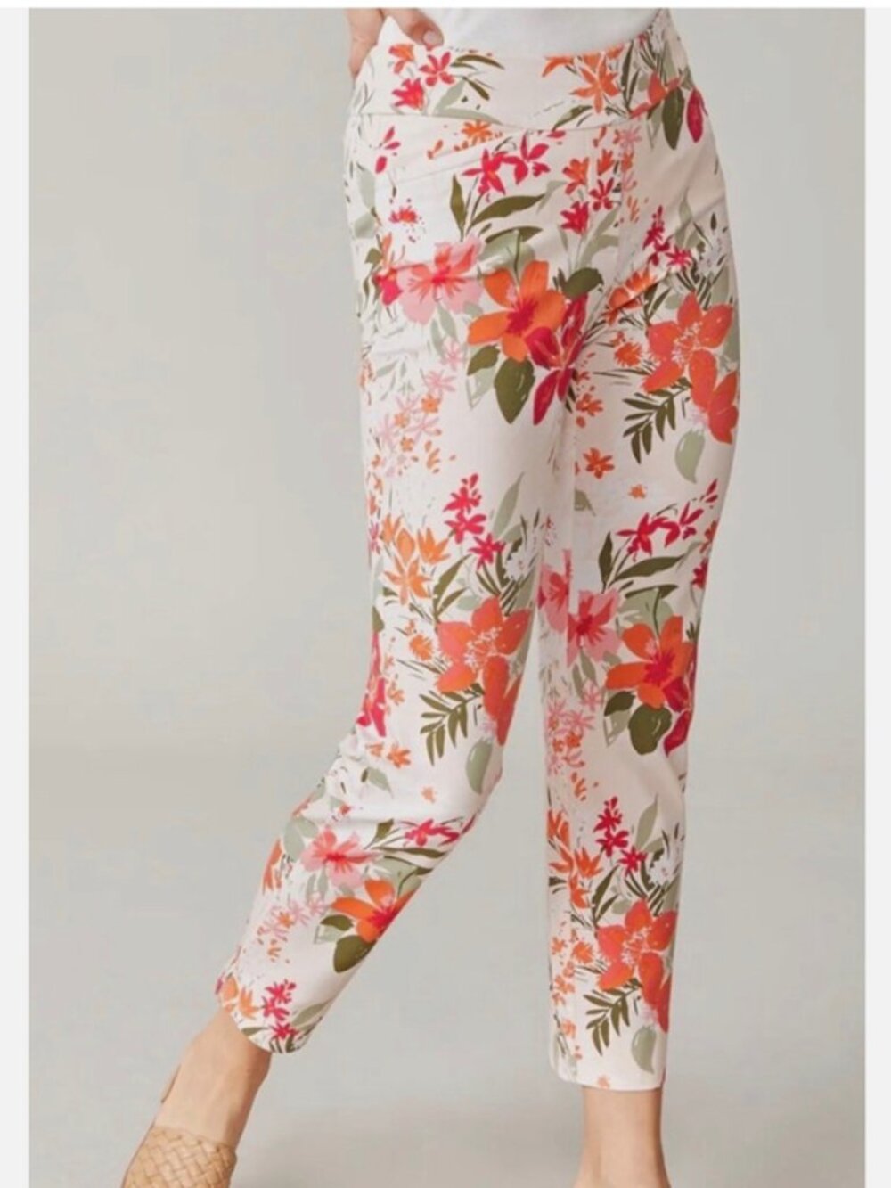 NWT Spartina 449 Maren Pant Size L Alljoy Landing Tropical Floral Pull On Slim